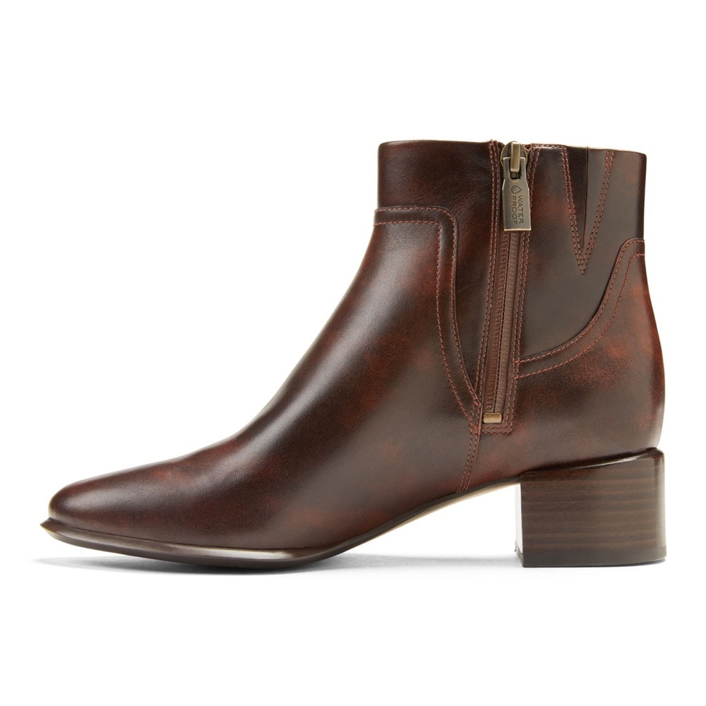 Vionic Kamryn Brown Leather Side Zip Booties Sz 9.5 waterproof - Picture 4 of 9